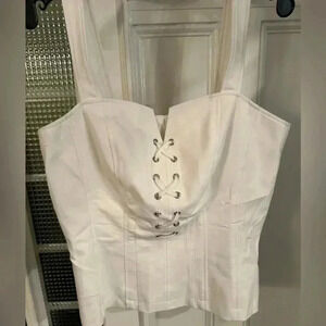 Ectetera women’s stretch cami top w/tie front zip back adjustable straps sz 10